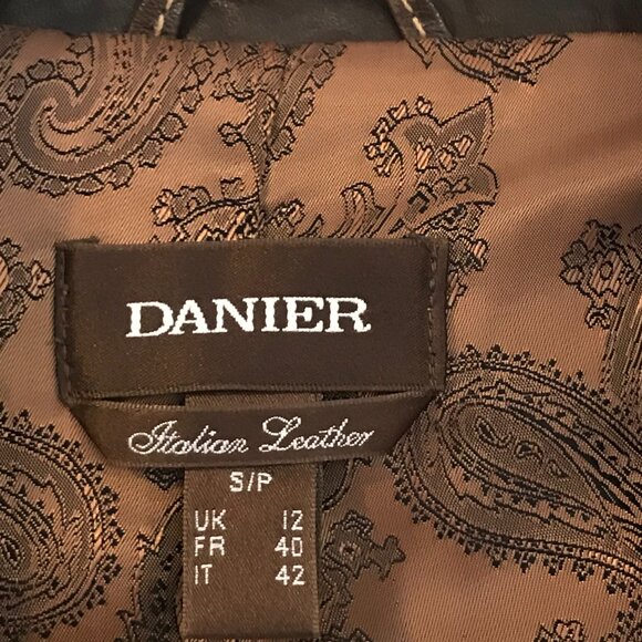 VTG Y2K Leather Moto Jacket Brown Italian  Danier western rodeo 80's Women S - Picture 6 of 10